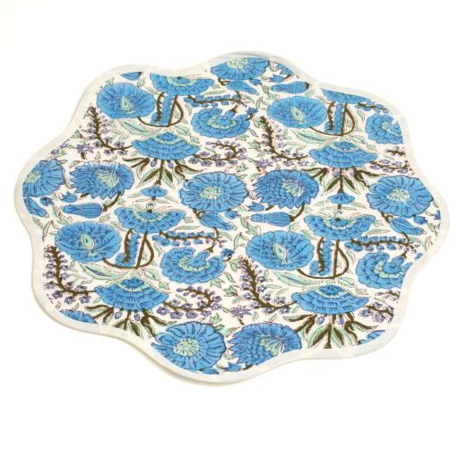 Paisley Blue Round Embroidered Placemat