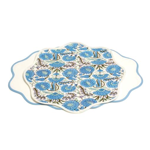 Paisley Blue Round Embroidered Placemat