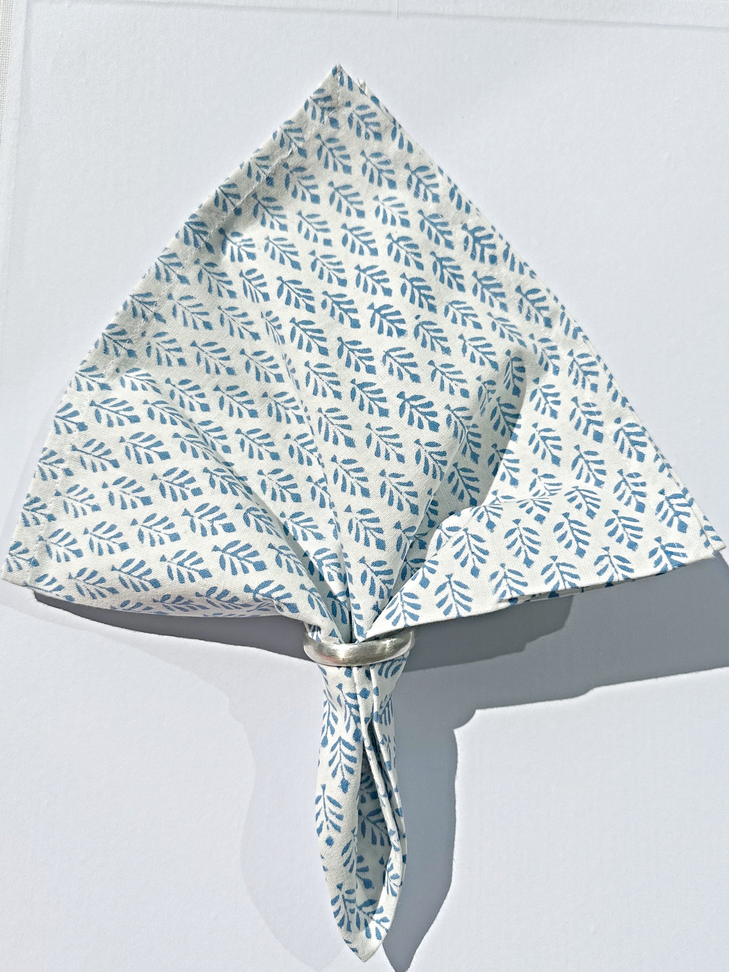 Feather Cotton Napkin Blue