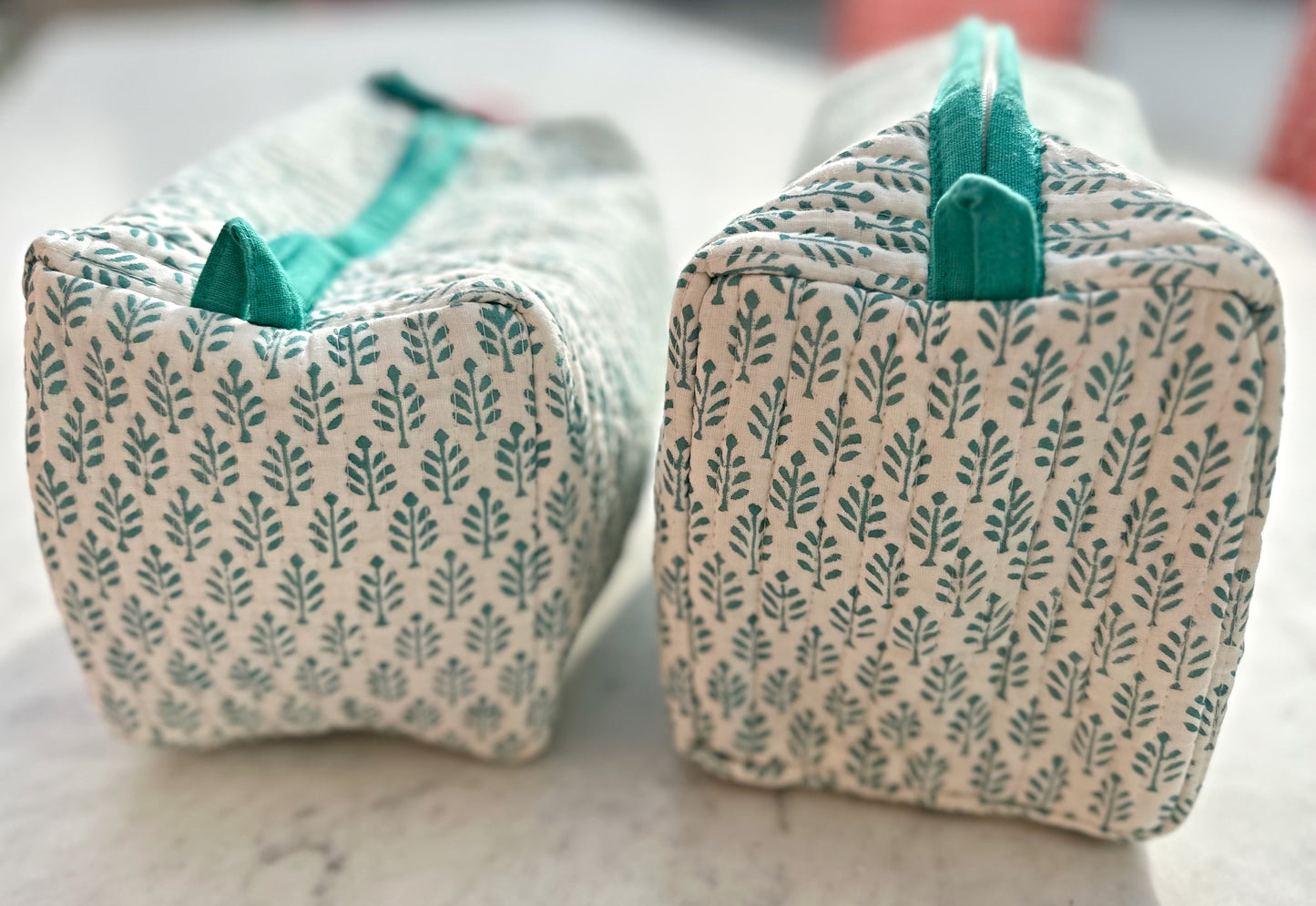 Feather Green Cosmetic Bag