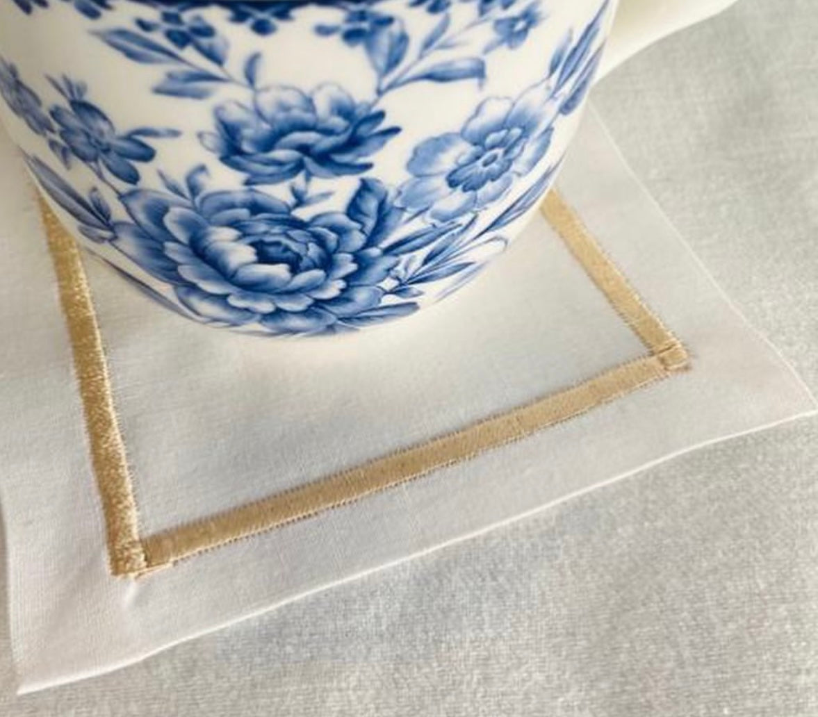 Gold embroidered coasters ( set of 4)