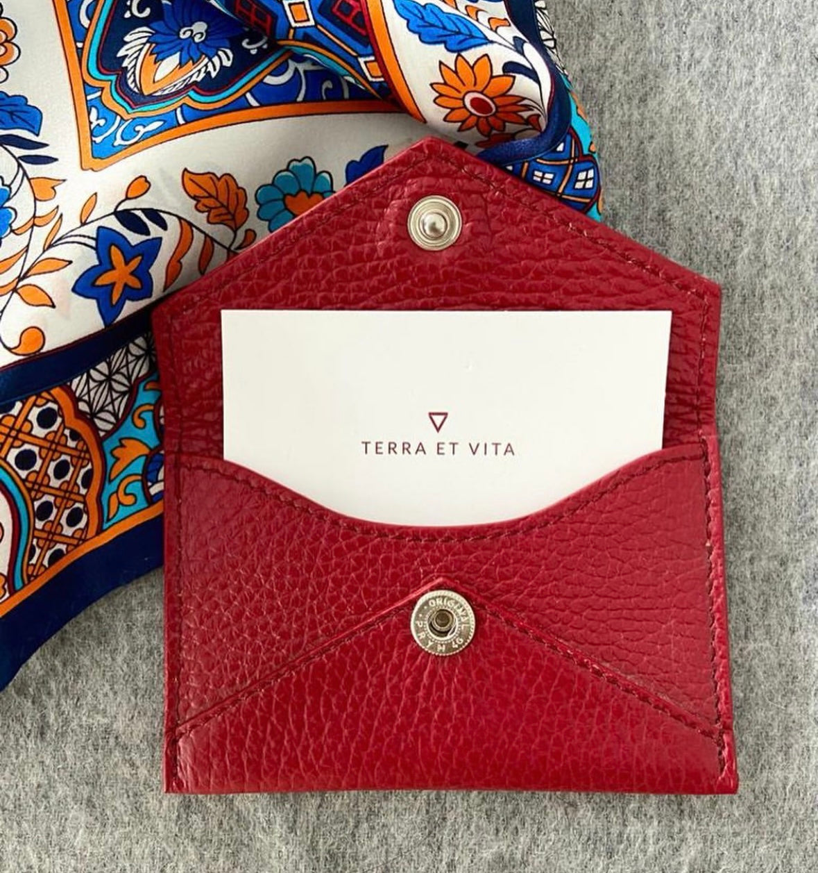 Leather Card Holder Red