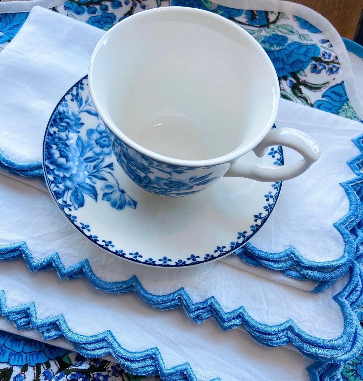 Ornate Blue cup & saucer