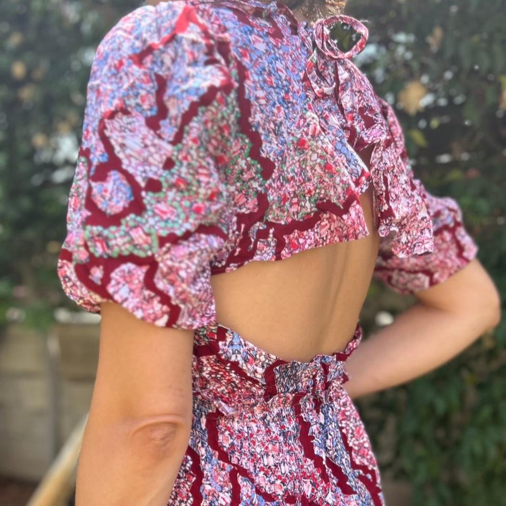 Midi length open back Dress Pink
