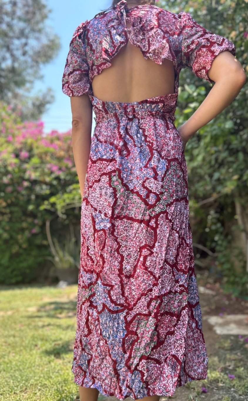 Midi length open back Dress Pink