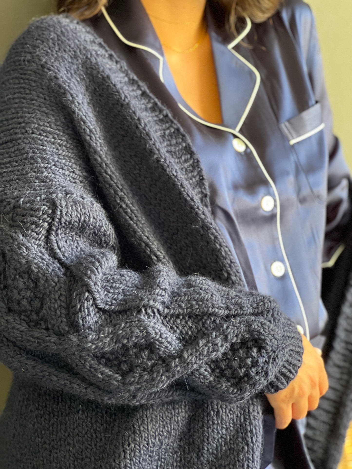 Handmade plaited Cardigan Navy
