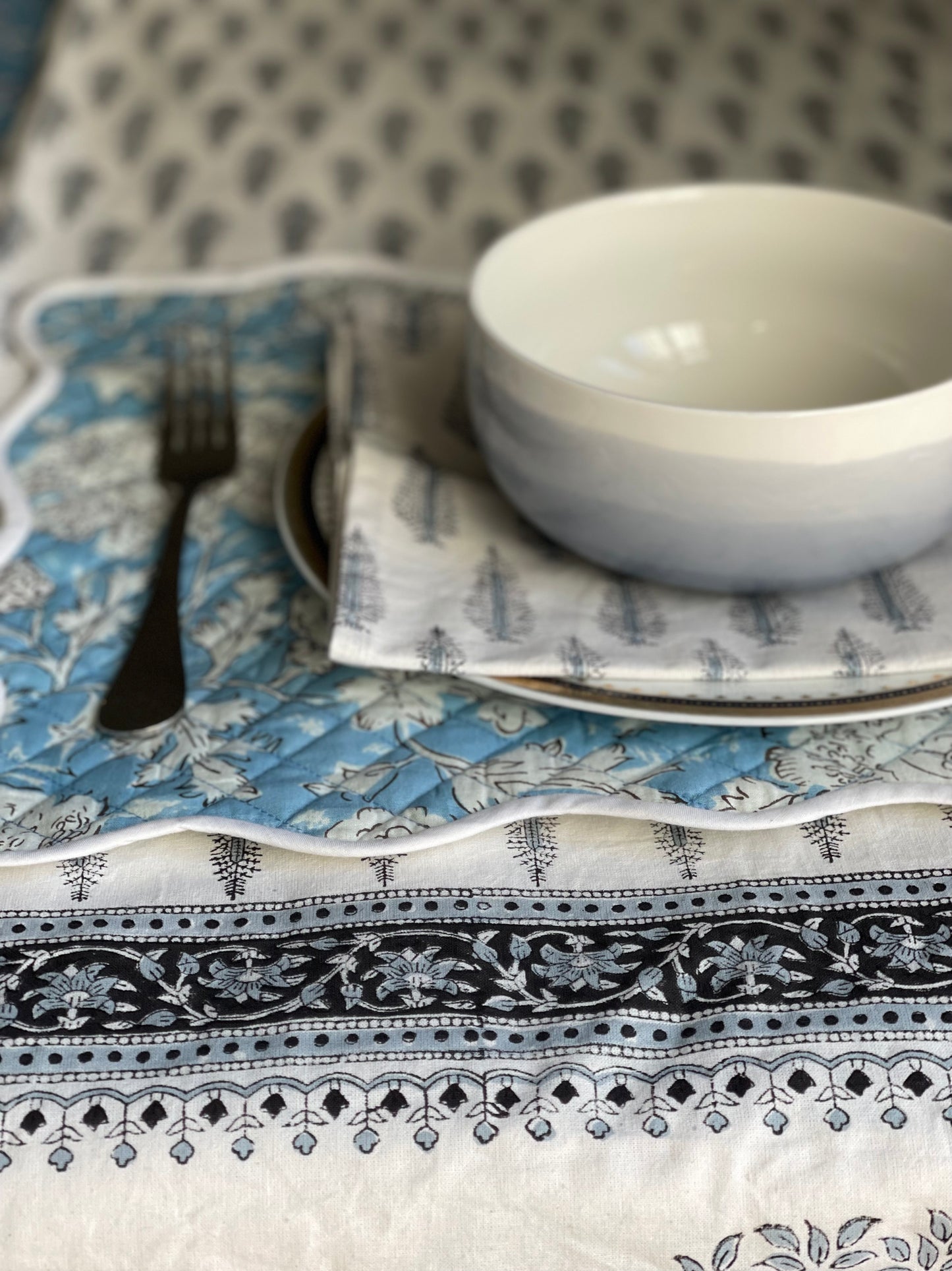 Paisley Blue Quilted Placemats