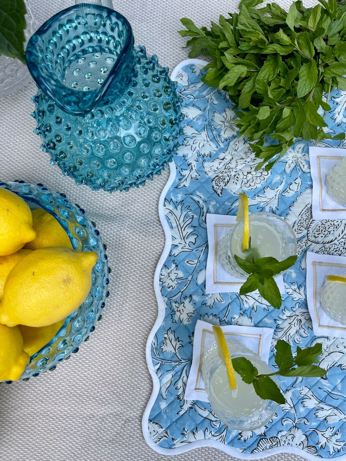 Hobnail Jug - Aqua