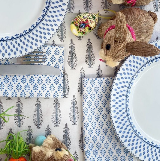 Feather Cotton Napkin Blue