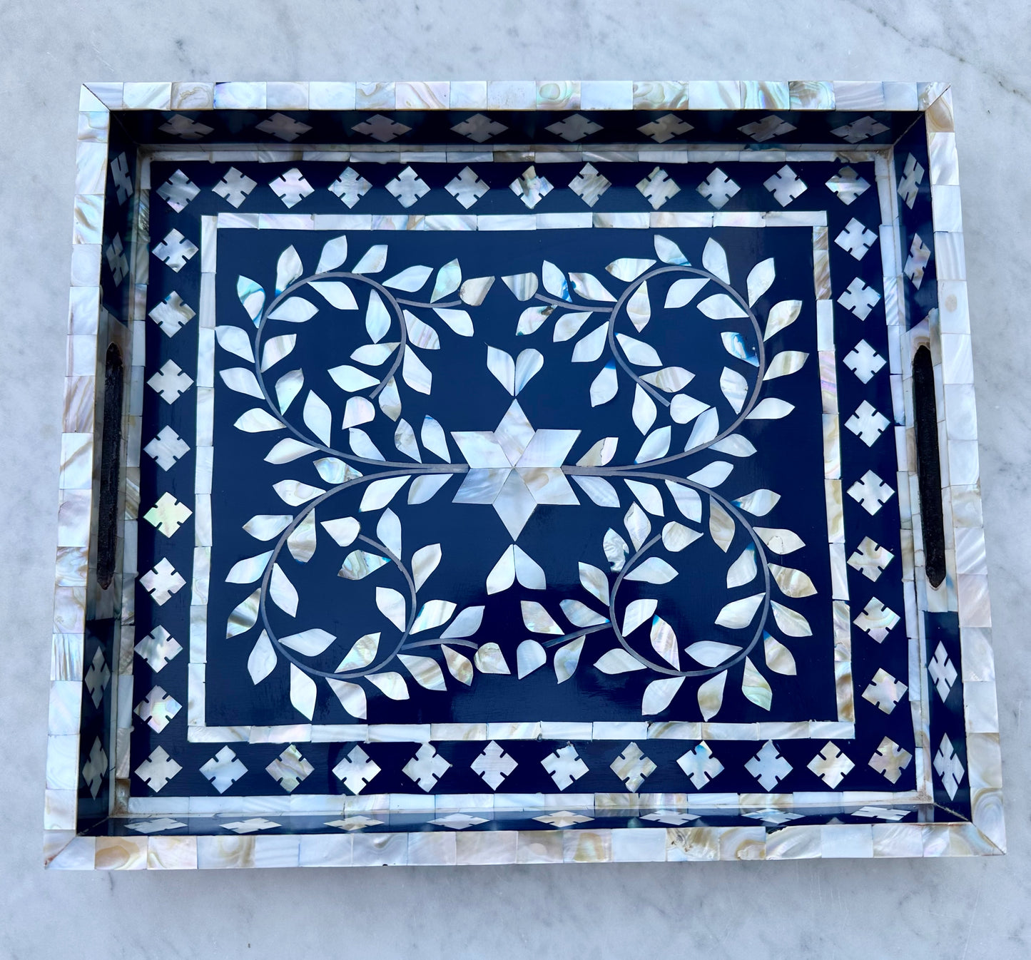 Mother of pearl tray Navy