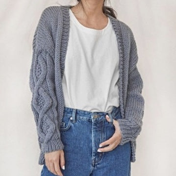 Handmade Plaited Cardigan Grey