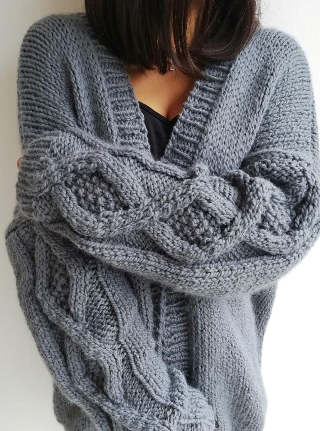 Handmade Plaited Cardigan Grey