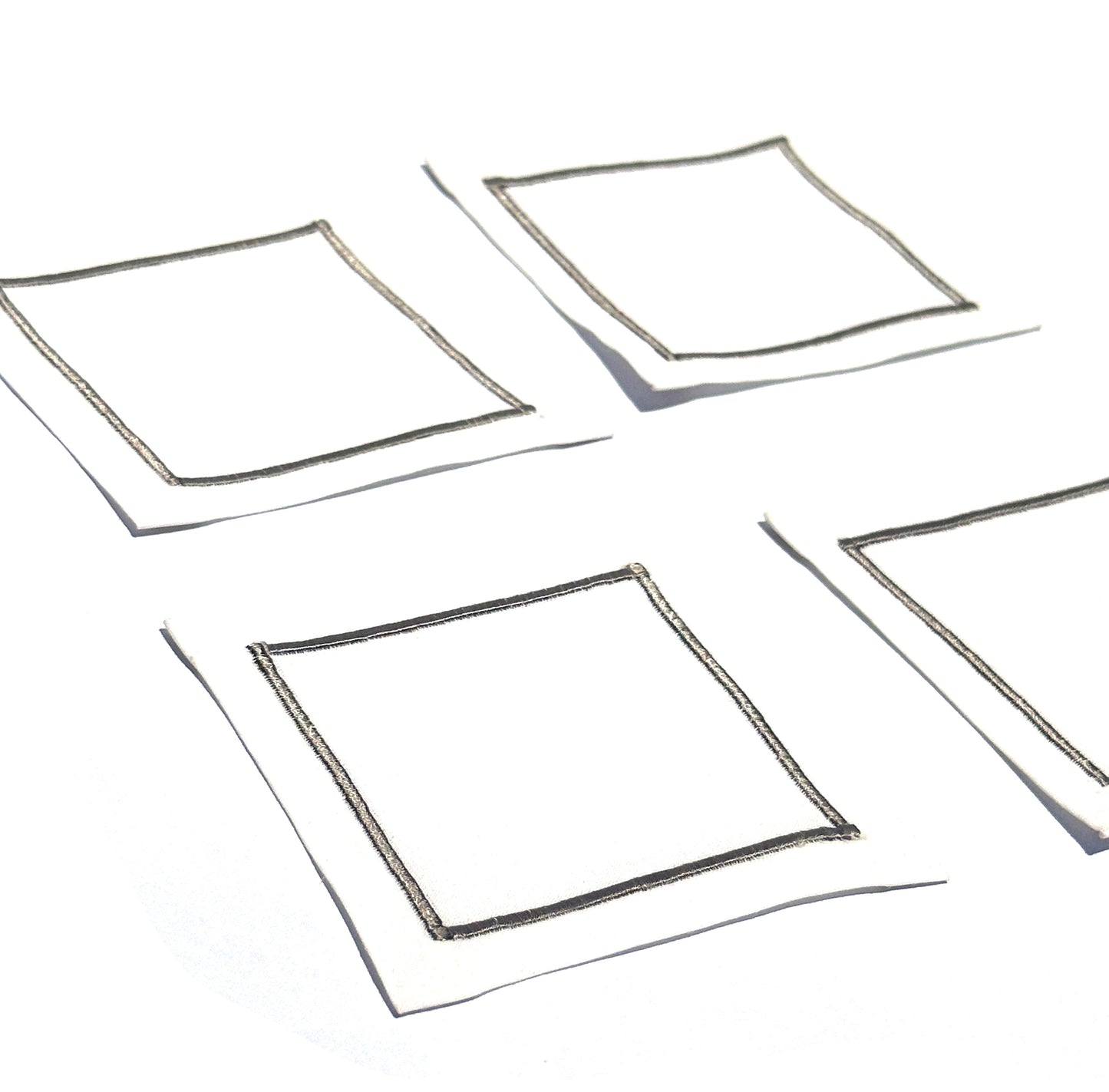 Grey embroidered coasters (set of 4)