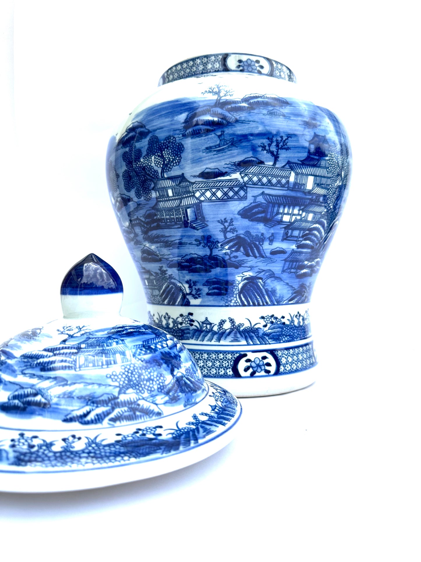 Blue And White Lidded Vase