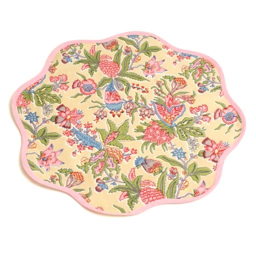 Paisley Pink Round Embroidered Placemat