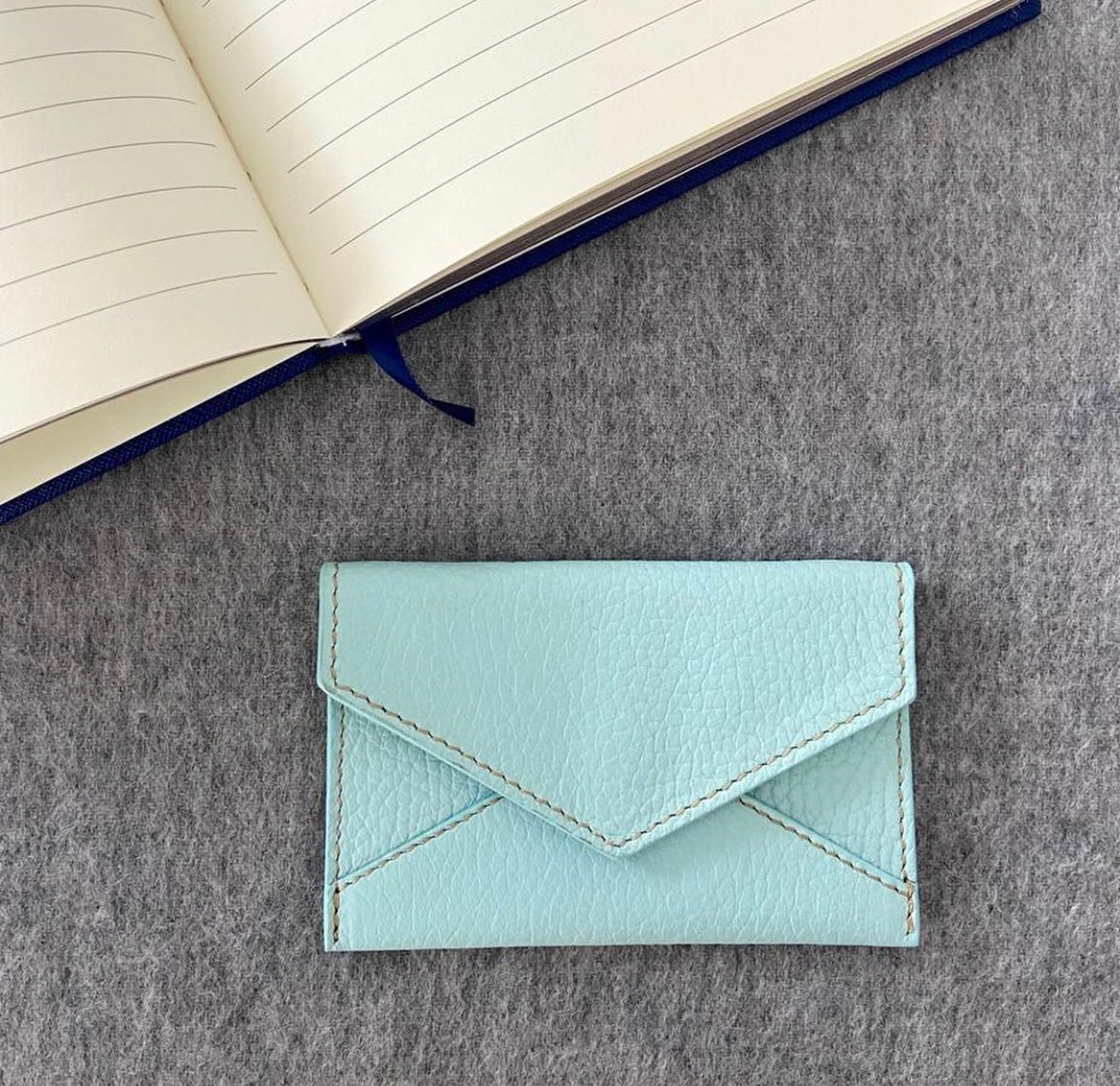 Leather Card Holder Turquoise