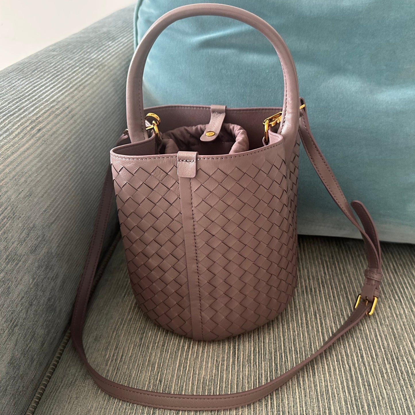 Mini weave leather bag Mauve