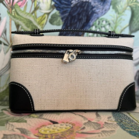 Canvas & Leather mini Handbag Black/Cream
