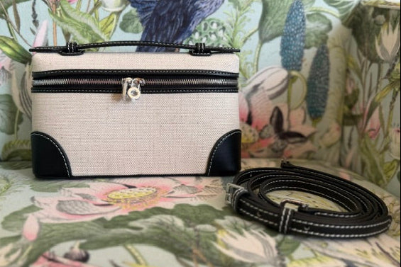 Canvas & Leather mini Handbag Black/Cream
