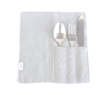 Linen Cutlery holder Grey