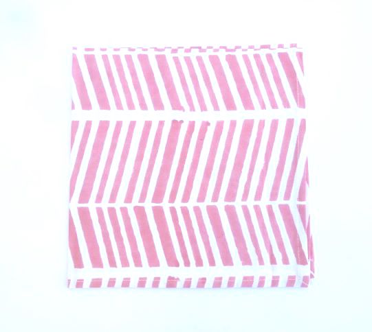 White Stipe Cotton Napkin Pink