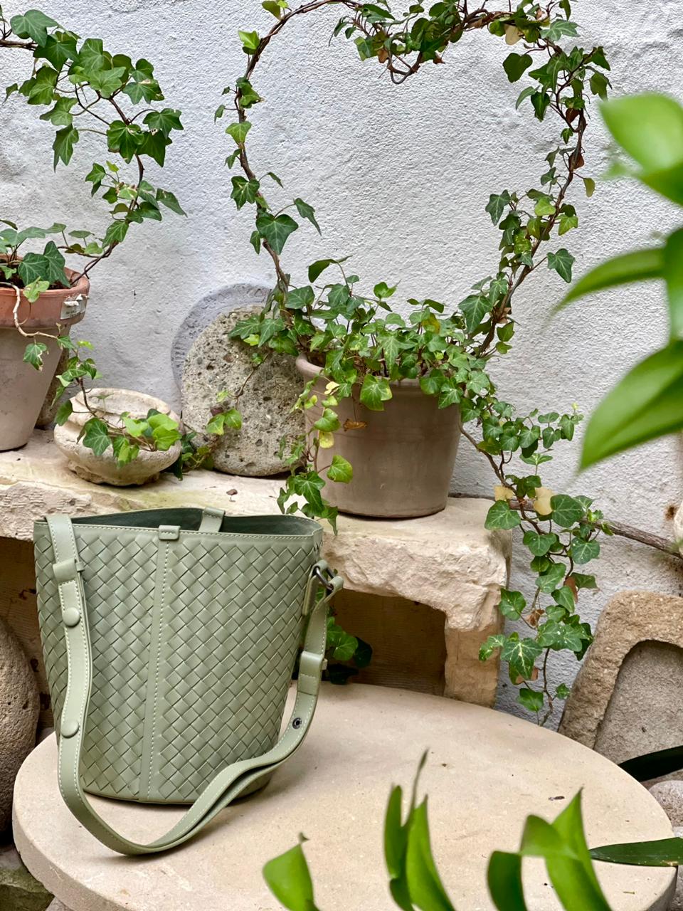 Mini weave bucket Bag Green