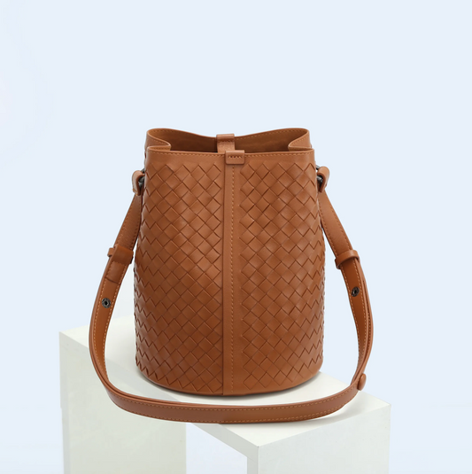 Mini weave bucket bag Tan