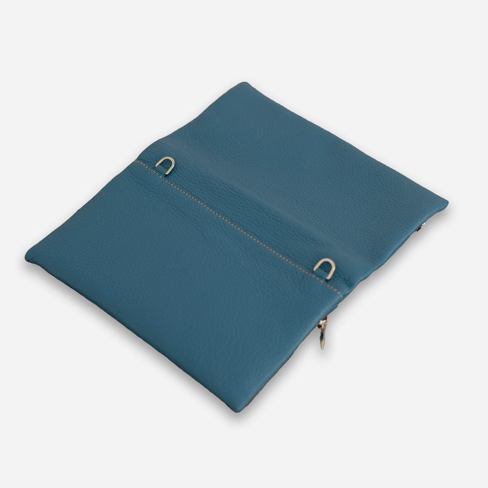 Leather clutch-cross body bag Blue