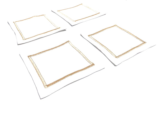 Gold embroidered coasters ( set of 4)