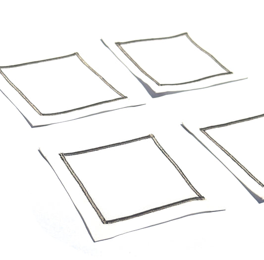 Grey embroidered coasters (set of 4)