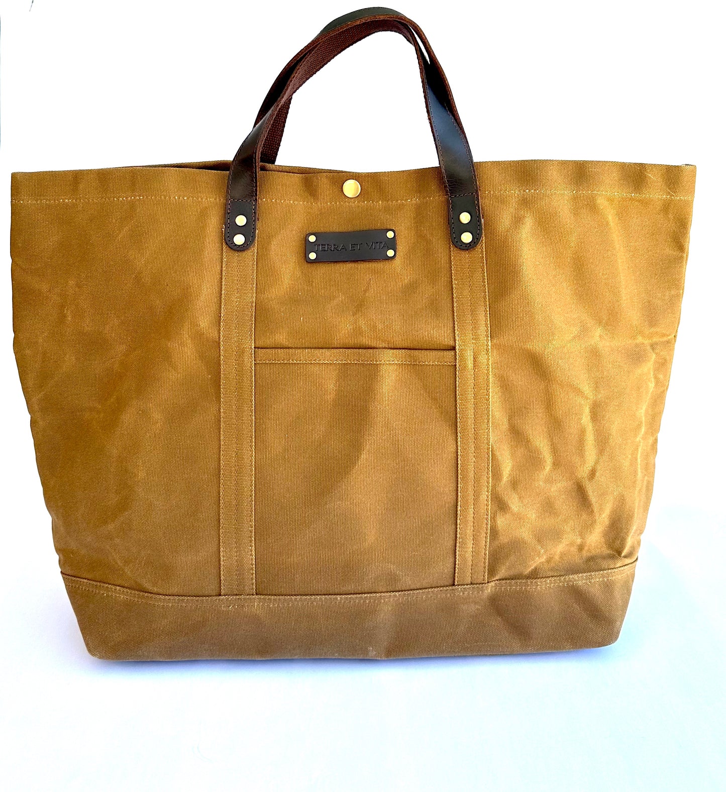Canvas bag with leather handles