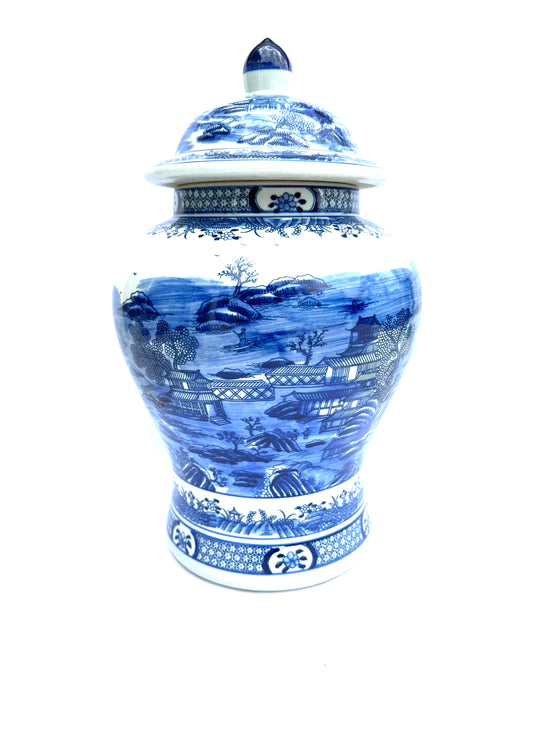 Blue And White Lidded Vase